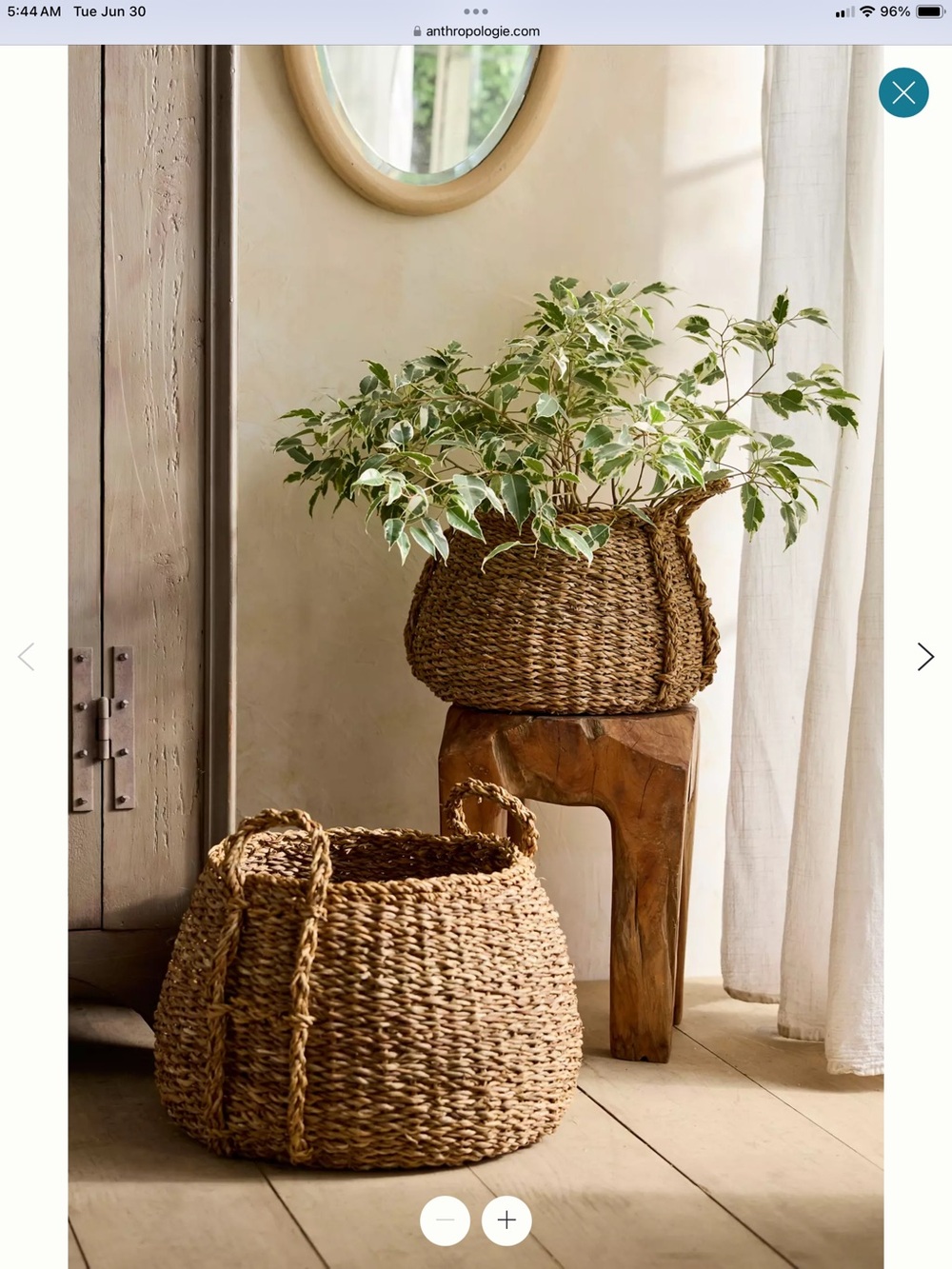NWT Anthropologie terrain woven rope basket❤️❤️❤️❤️